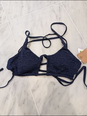 Navy Crochet Bikini Top - Berlook NWT